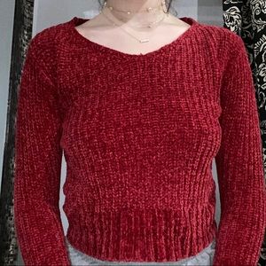 Red cropped sweater